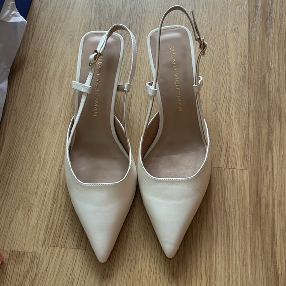 Stuart Weitzman Vinnie Leather Kitten Slingback - Picture 3 of 8